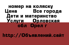 номер на коляску  › Цена ­ 300 - Все города Дети и материнство » Услуги   . Орловская обл.,Орел г.